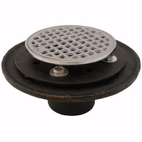 Jones Stephens D60209 2" No Hub Shower/Floor Drain with 6-1/2" Pan and 6" Chrome Plated Cast Round Strainer