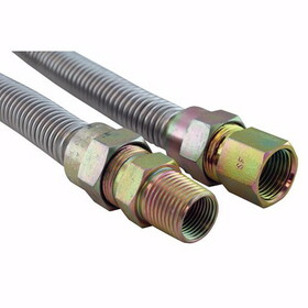 Jones Stephens G71019 5/8" OD (1/2" ID) X 18" Long, 1/2" Female Pipe Thread X 1/2" Male Pipe Thread, Uncoated Corrugated Stainless Steel Gas Connector