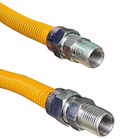 Jones Stephens G71110 5/8" OD (1/2" ID) X 18" Long, 3/4" Male Pipe Thread X 3/4" Male Pipe Thread, Yellow Coated Corrugated Stainless Steel Gas Connector