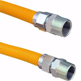 Jones Stephens G71403 1" OD (3/4" ID) X 18" Long, 3/4" Male Pipe Thread X 3/4" Male Pipe Thread, Yellow Coated Corrugated Stainless Steel Gas Connector