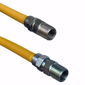 Jones Stephens G72108 1/2" OD (3/8" ID) X 18" Gas Connector, Yellow Coated Corrugated Stainless Steel, 1/2" MIP X 1/2" MIP