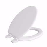 Jones Stephens U004WD00 White Molded Wood Utility Toilet Seat, Closed Front with Cover, Elongated