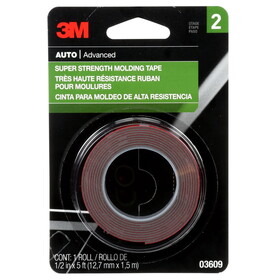 3M 03609 3M Automotive Super Strength Molding Tape, 03609, Elasting Bonding, 1/2&#34; x 5 ft, 1 Roll