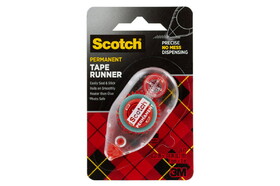 Scotch 34577 Scotch Double Sided Permanent Tape Runner, .27 in x 26 ft, Red, 1 Total