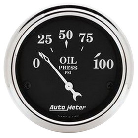 AutoMeter 1727 GAUGE; OIL PRESS; 2 1/16in.; 100PSI; ELEC; OLD TYME BLACK