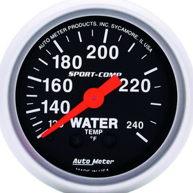 AutoMeter 3332 GAUGE; WATER TEMP; 2 1/16in.; 120-240deg.F; MECHANICAL; SPORT-COMP