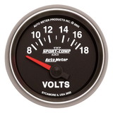 AutoMeter 3692 GAUGE; VOLTMETER; 2 1/16in.; 18V; ELECTRIC; SPORT-COMP II