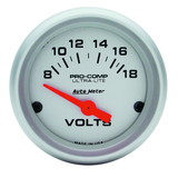 AutoMeter 4391 GAUGE; VOLTMETER; 2 1/16in.; 18V; ELEC; ULTRA-LITE