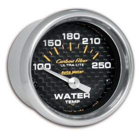 AutoMeter 4737 GAUGE; WATER TEMP; 2 1/16in.; 100-250deg.F; ELECTRIC; CARBON FIBER