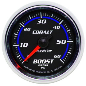 AutoMeter 6105 GAUGE; BOOST; 2 1/16in.; 60PSI; MECHANICAL; COBALT