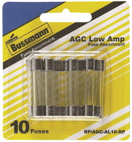 Bussmann BP/AGCAL10RP 7116494, AUTOMOTIVE FUSE ASSORTMENTS, AGC - LOW AMP, 10-PIECE GLASS