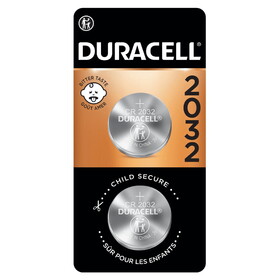 Duracell DL2032B2 Duracell 2032 Lithium Coin Battery 3V, CR2032 Battery, Bitter Coating Discourages Swallowing, 2 Pack