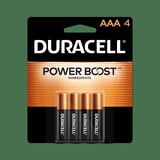 Duracell MN2400B4 Duracell Coppertop AAA Battery with POWER BOOST™, 4 Pack Long-Lasting Batteries