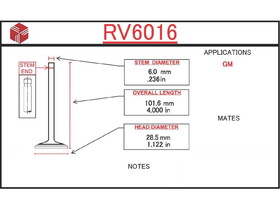 ITM Engine Components RV6016 ITM Engine Components RV6016 Engine Intake Valve For 04-08 Aveo Aveo5 Wave Wave5