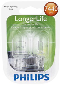 Philips 7440LLB2 Philips Longerlife Miniature 7440Ll, Clear, Push Type, Always Change In Pairs!