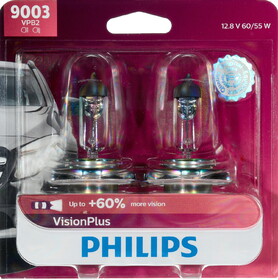 Philips 9003VPB2 Philips Visionplus Headlight 9003, P43T-38, Clear, Always Change In Pairs!