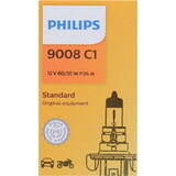 Philips 9008C1 Philips Standard Headlight 9008, P26, 4T, Clear, Always Change In Pairs!