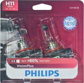 Philips H11VPB2 Philips H11 Visionplus Headlight, Pack of 2