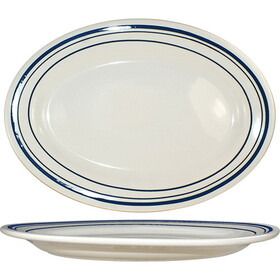 International Tableware Catania Platter - American White - Blue Band