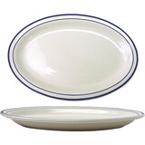 International Tableware Danube Platter - American White - Blue Band & Speckle