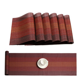 Muka Table Runner and 6 Placemats Set Washable PVC