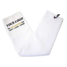Muka Custom Golf Towel Embroidered Your Logo Tri-Fold with Carabineer 16x24 inch