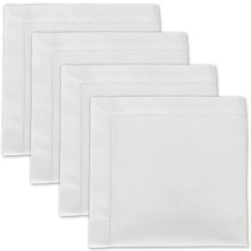 Muka 4 PCS Cloth Cotton Dinner Napkins Thick with Hemstitched Mitered Corners White Napkin for Events Wedding Dinner