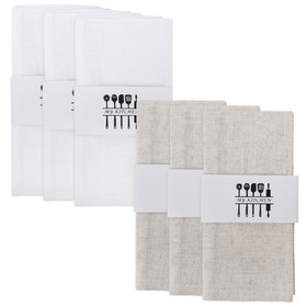 6 Pcs Muka Kitchen Tea Towel with Hanging Ring, Pure Cotton, Cotton and Linen Blend, Quick-Drying Kitchen Tea Towel