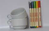 NEOPlex 12-017 Set Of 2 Ceramic Mugs + 5 Piece Creative Marker Set