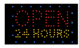 NEOPlex 13-025 Open 24 Hr Led Sign In Red, Yellow, & Blue