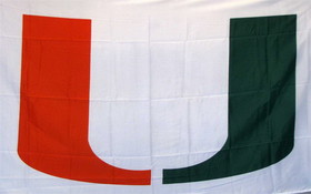 NEOPlex F-1806 Miami Hurricanes White 3'X 5' College Flag