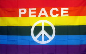 NEOPlex F-2446 Rainbow Peace Sign 3'X 5' Novelty Flag
