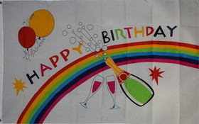NEOPlex F-2724 Happy Birthday Rainbow Party Poly 3' X 5' Flag