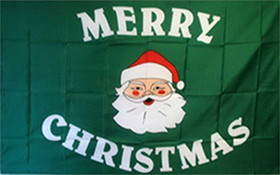 NEOPlex F-2773 Merry Christmas Santa Green Poly 3' X 5' Flag