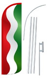 NEOPlex SW10841-4SPD-SGS Waving Red, White And Green Stripes Deluxe Windless Swooper Flag Kit