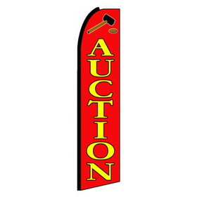NEOPlex SW1099 Auction Red Extra Wide Swooper Flag 12' Tall Weatherproof Banner Made In Usa