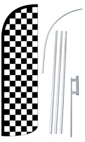 NEOPlex SW11085_4SPD_SGS Black & White Checkered Deluxe Windless Swooper Flag Kit