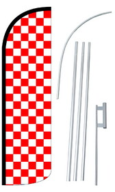 NEOPlex SW11086_4SPD_SGS Red & White Checkered Deluxe Windless Swooper Flag Kit