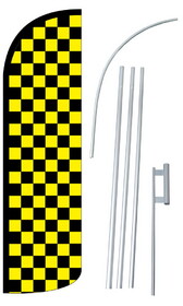 NEOPlex SW11088_4SPD_SGS Black & Yellow Checkered Deluxe Windless Swooper Flag Kit