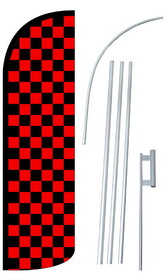 NEOPlex SW11089_4SPD_SGS Black & Red Checkered Deluxe Windless Swooper Flag Kit