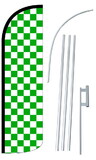 NEOPlex SW11091_4SPD_SGS Green & White Checkered Deluxe Windless Swooper Flag Kit