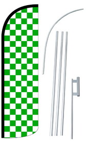 NEOPlex SW11091_4SPD_SGS Green & White Checkered Deluxe Windless Swooper Flag Kit
