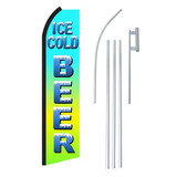NEOPlex SW11240-4PL-SGS Ice Cold Beer Green & Blue Swooper Flag Bundle