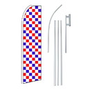 NEOPlex SW11358-4PL-SGS Checkered Red, White & Blue Swooper Flag Bundle