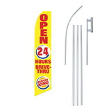 NEOPlex SW11399-4PL-SGS Burger King Open 24 Hours R/Y Swooper Flag Bundle