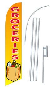 NEOPlex SW80007-4DLX-SGS Groceries Orange Windless Swooper Flag Kit
