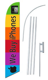 NEOPlex SW80118-4DLX-SGS We Buy Iphones Rainbow Custom Windless Swooper Flag Bundle