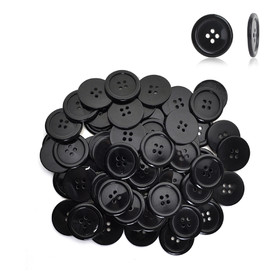 Aspire 1000 Pieces Black Sewing Buttons 7 Sizes, Round Resin Button Flatback for Sewing Craft