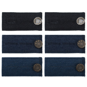 Aspire 6 Pcs Denim Waistband Extender with Metal Button for Jeans, Assorted Color for Men and Women