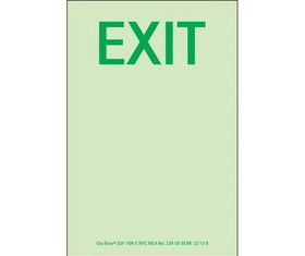 NMC 7SN-E Glo Brite Door Marking Exit Sign, 24 Hour Glow Polyester, 6" x 4"